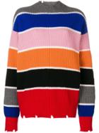 Msgm Knitted Stripped Sweater - Red