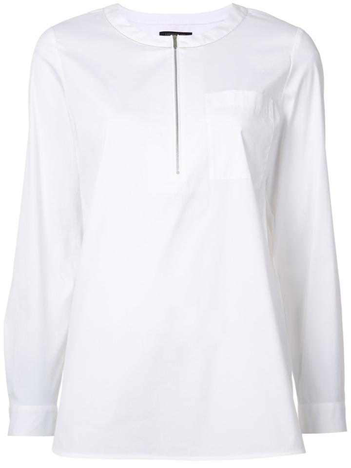 Lafayette 148 Zip Front Shirt - White