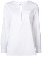 Lafayette 148 Zip Front Shirt - White