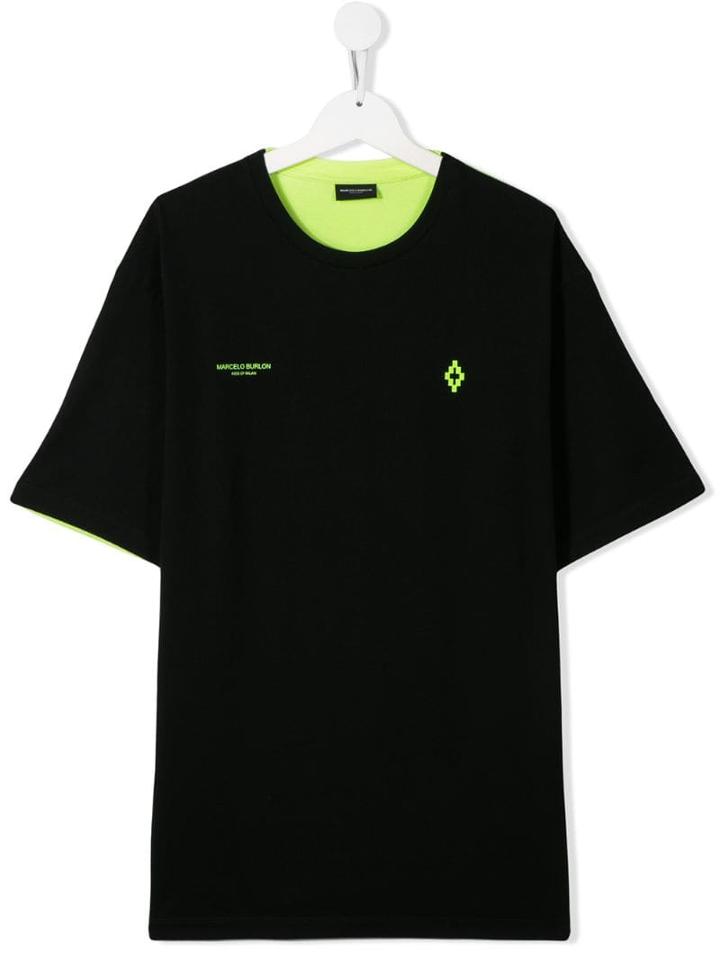 Marcelo Burlon County Of Milan Kids Two-tone T-shirt - Black