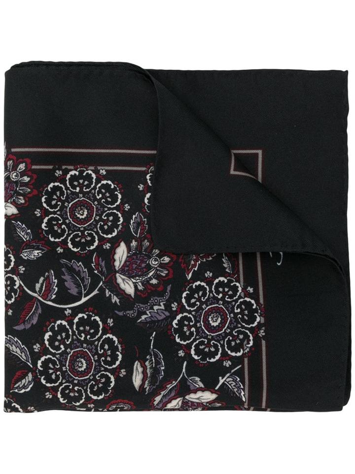 Dolce & Gabbana Floral Print Pocket Square - Black