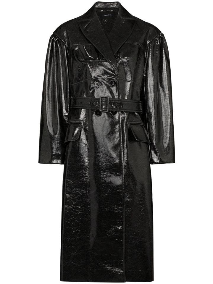 Simone Rocha Laminated-effect Trench Coat - Black