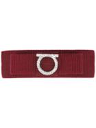 Salvatore Ferragamo Gancio Bow Hair Clip, Women's, Red, Silk/cotton/brass/swarovski Crystal