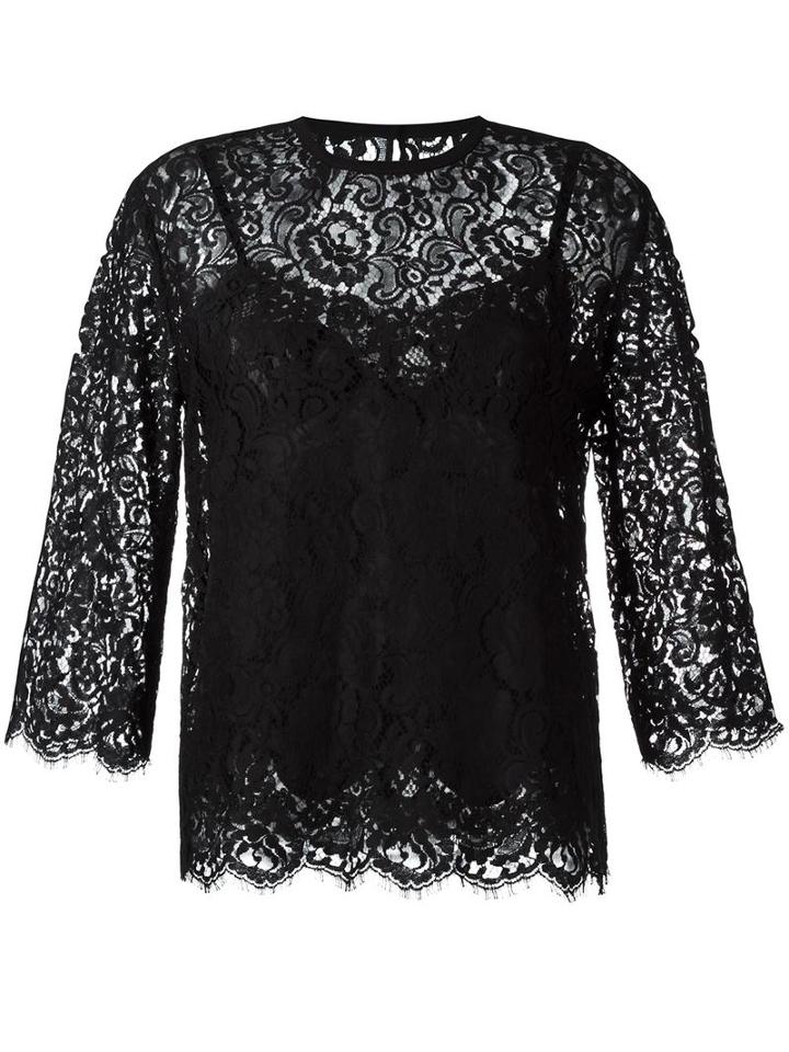 Dolce & Gabbana Lace Top, Women's, Size: 40, Black, Cotton/viscose/polyamide/polyamide