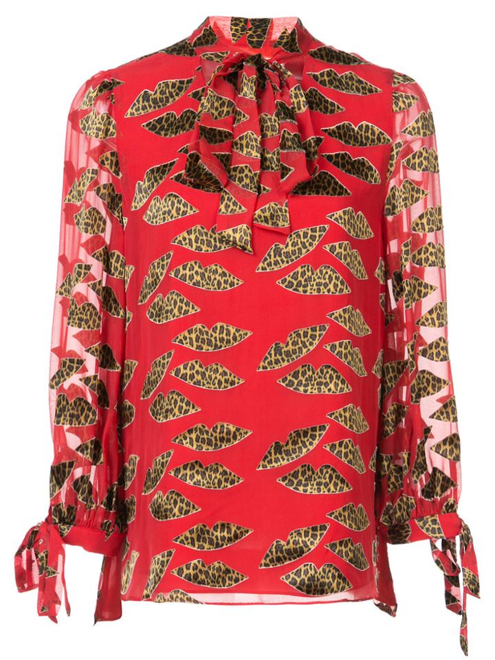 Alice+olivia Leopard Print Blouse - Red