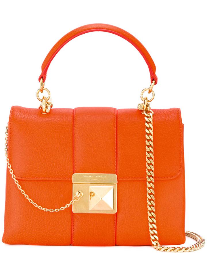 Sonia Rykiel - Fold-over Closure Tote - Women - Cotton/calf Leather - One Size, Yellow/orange, Cotton/calf Leather