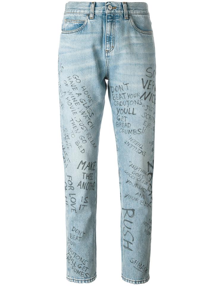 Gucci Panther Graffiti Jeans, Women's, Size: 28, Blue, Cotton