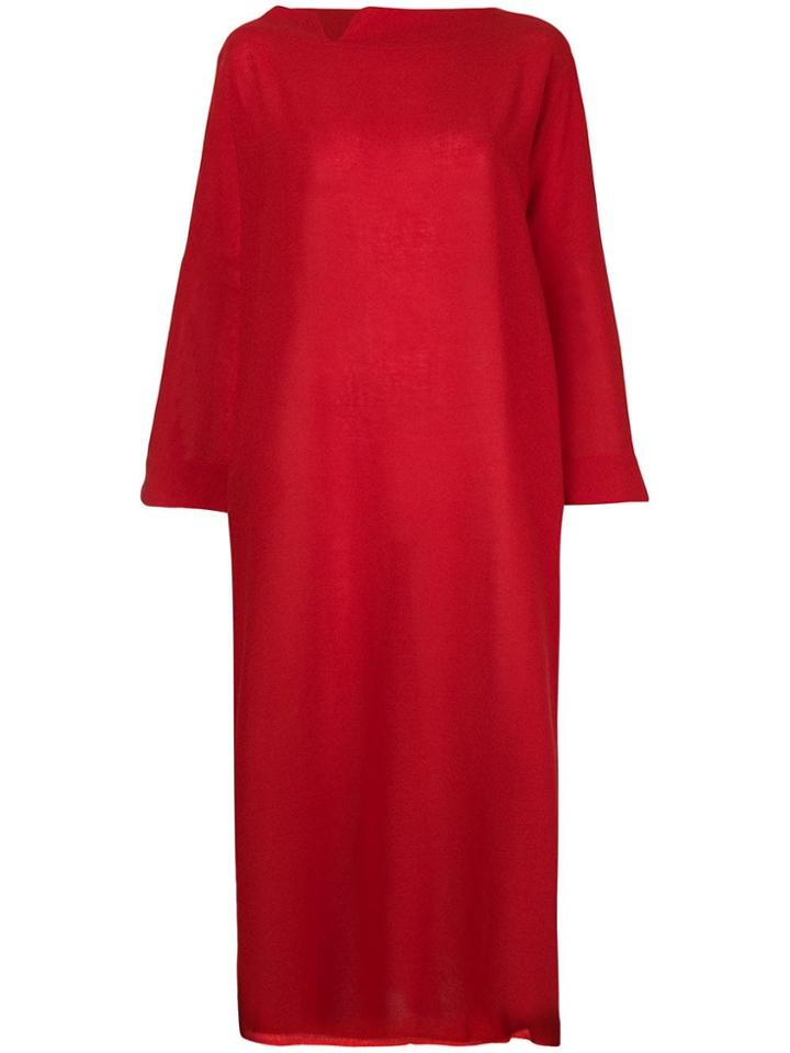Daniela Gregis Notched Collar Maxi Dress - Red
