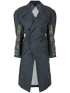 Comme Des Garçons Vintage Camouflage Detail Pinstriped Coat - Grey