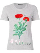 Alexander Mcqueen Floral Embroidered T-shirt - Grey