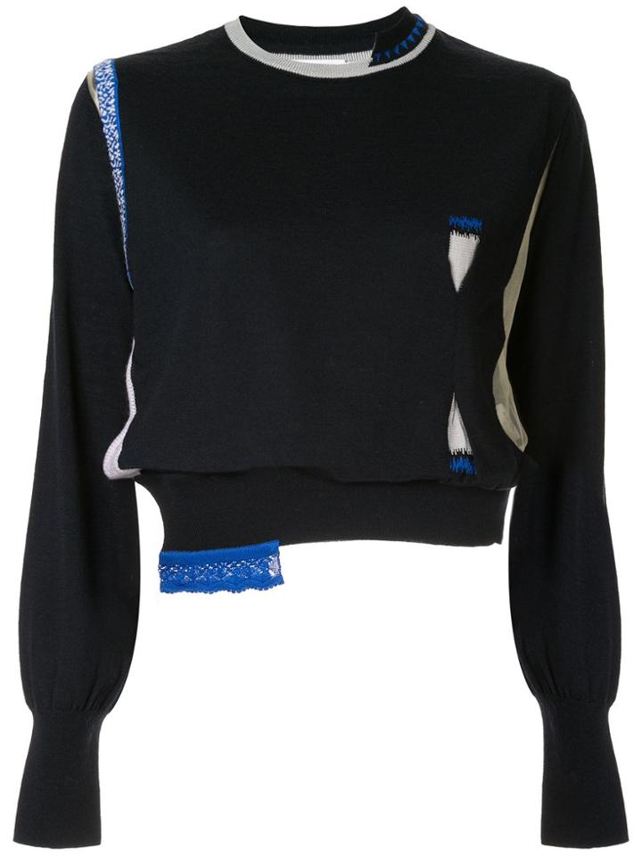 Mame Kurogouchi Crochet Panel Knitted Top - Blue