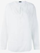 Jil Sander Navy Long Sleeve Tie Neck Shirt, Women's, Size: 36, White, Cotton