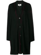 Mm6 Maison Margiela Contrast Stitch Oversized Cardi-coat - Black