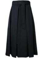 H Beauty & Youth Tie Waist Pleated Skirt, Women's, Size: Small, Black, Wool