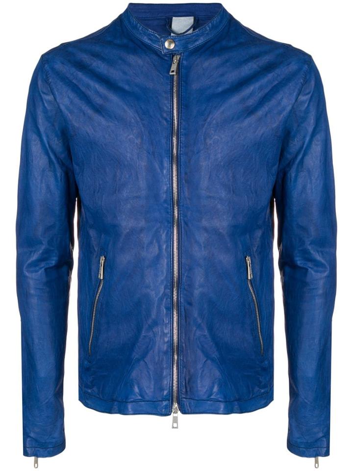 Giorgio Brato Zipped Leather Jacket - Blue