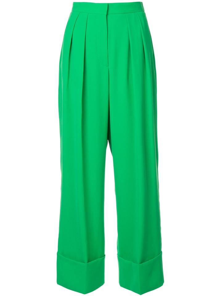 Sara Battaglia Pleated Wide Leg Trousers - Green