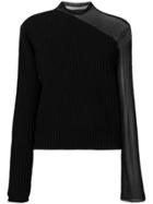 Rta Turtleneck Sheer Knitted Top - Black