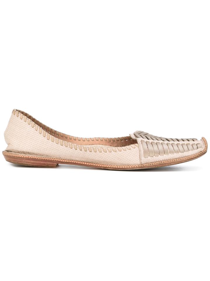 Giorgio Armani Vintage Woven Ballerina Flats - Nude & Neutrals