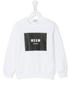 Msgm Kids Logo Print Sweatshirt, Boy's, Size: 6 Yrs, White