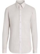 Burberry Slim Fit Striped Cotton Poplin Dress Shirt - White
