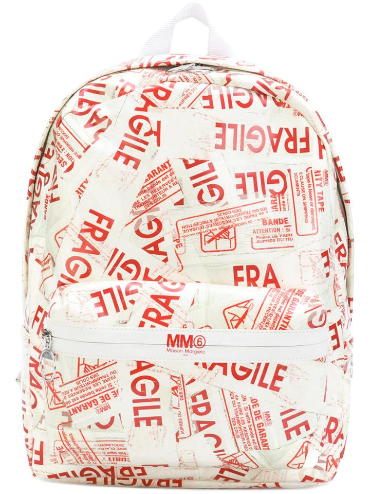 Mm6 Maison Margiela Fragile Print Backpack - White