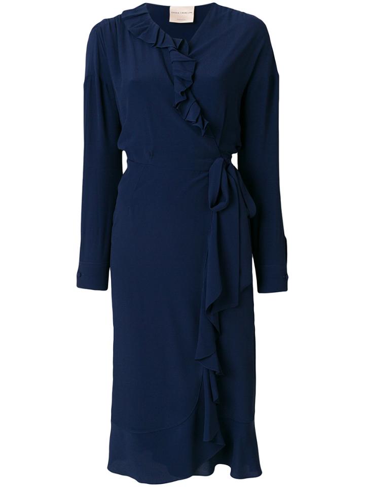 Erika Cavallini Ruffled Tie Waist Dress - Blue