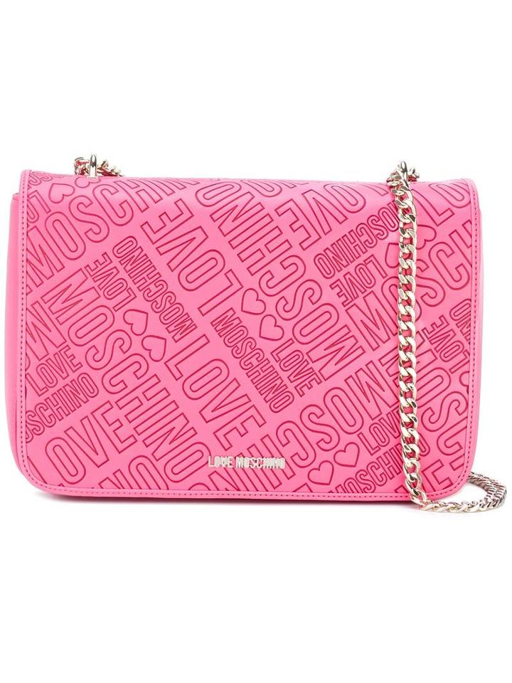 Love Moschino Logo Embossed Shoulder Bag, Women's, Pink/purple, Polyurethane