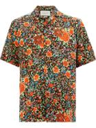 Gucci Floral Print Shortsleeved Shirt, Men's, Size: 46, Black, Silk