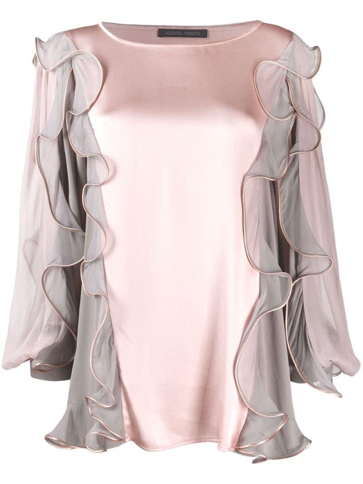 Alberta Ferretti Ruffled Trim Blouse - Pink