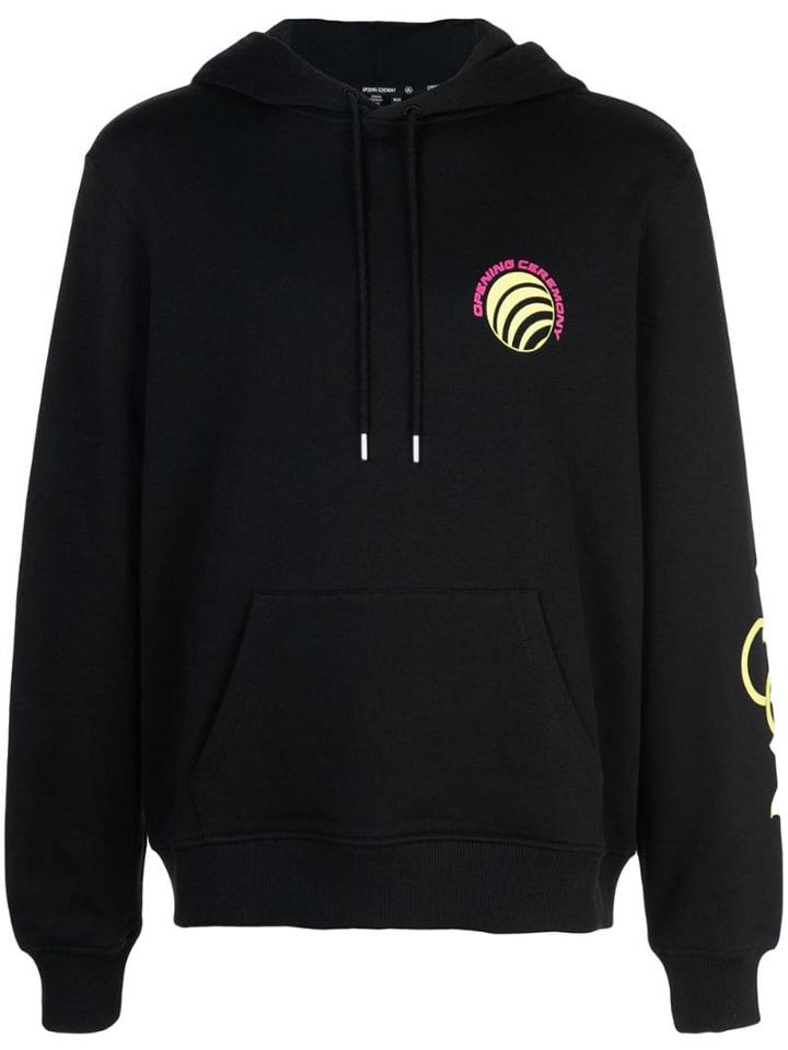Opening Ceremony Multi Logo Print Hoodie - Black