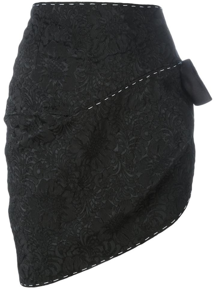 Dolce & Gabbana Jacquard Bow Skirt, Women's, Size: 42, Black, Acetate/polyester/polyamide/spandex/elastane