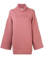 Fine Edge Ribbed Chunky Turtleneck - Pink & Purple