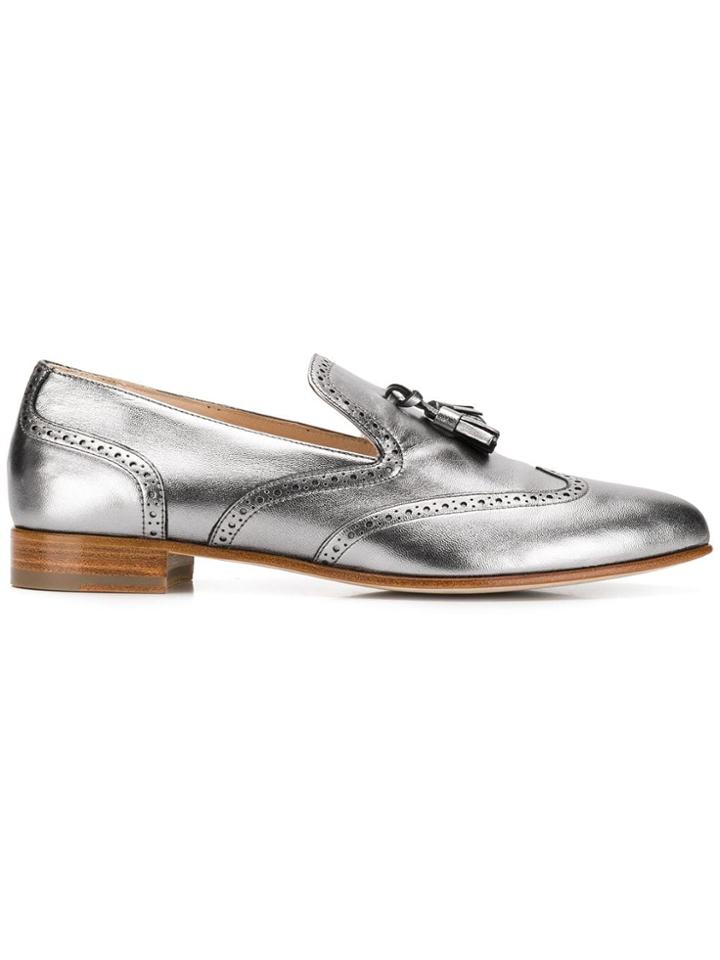 Fabiana Filippi Metallic Tassel Loafers - Silver