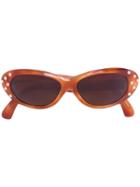 Claude Montana Vintage Studded Oval Sunglasses, Women's, Brown