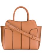 Tod's Embossed Logo Textured Tote Bag - Brown