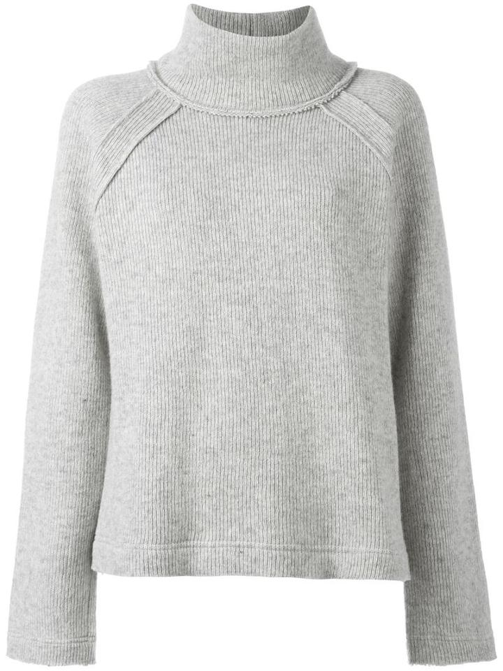 Yohji Yamamoto Turtleneck Jumper, Women's, Size: Small, Grey, Cotton/nylon/wool