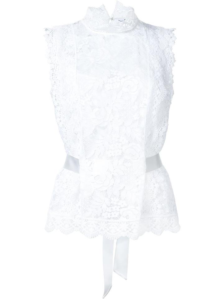 Oscar De La Renta Belted Lace Top