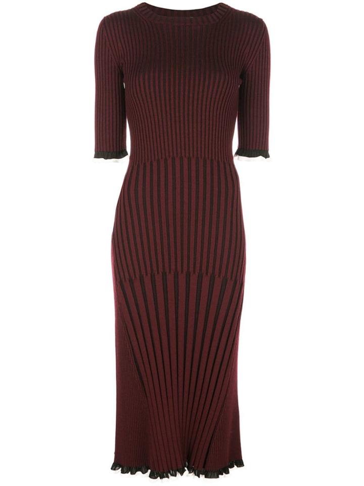 Rosetta Getty Gradiated Ribbed Knit Dress - Red