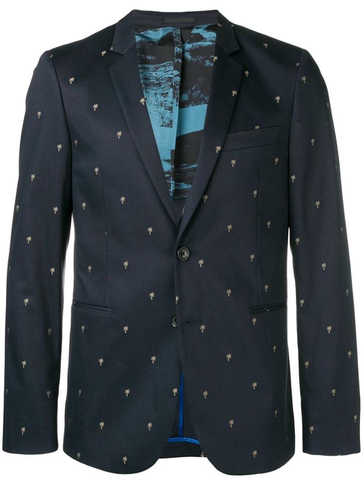 Ps By Paul Smith Palm Tree Printed Blazer - Blue