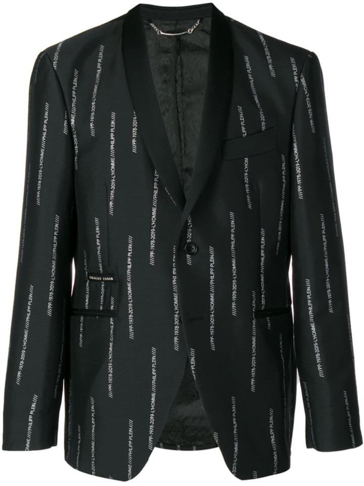 Philipp Plein All Over Pp Jacquard Blazer - Black
