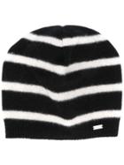 Saint Laurent Stripe Pattern Beanie - Black