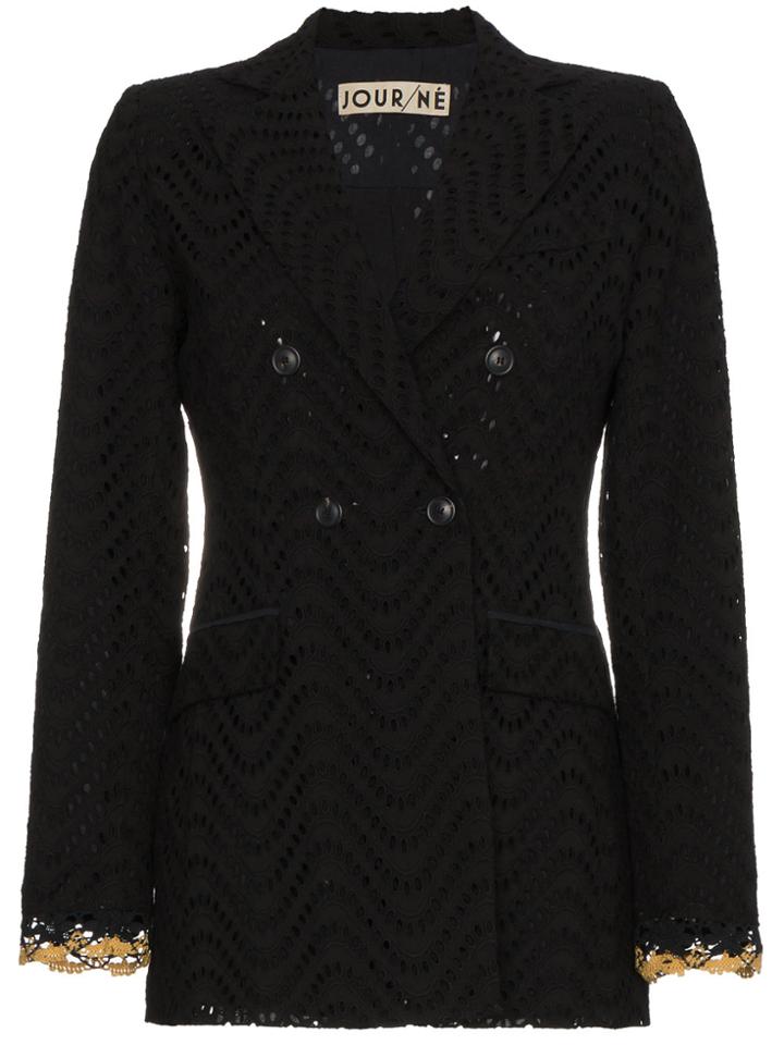 Jour/né Gold Trim Eyelet Blazer - Black