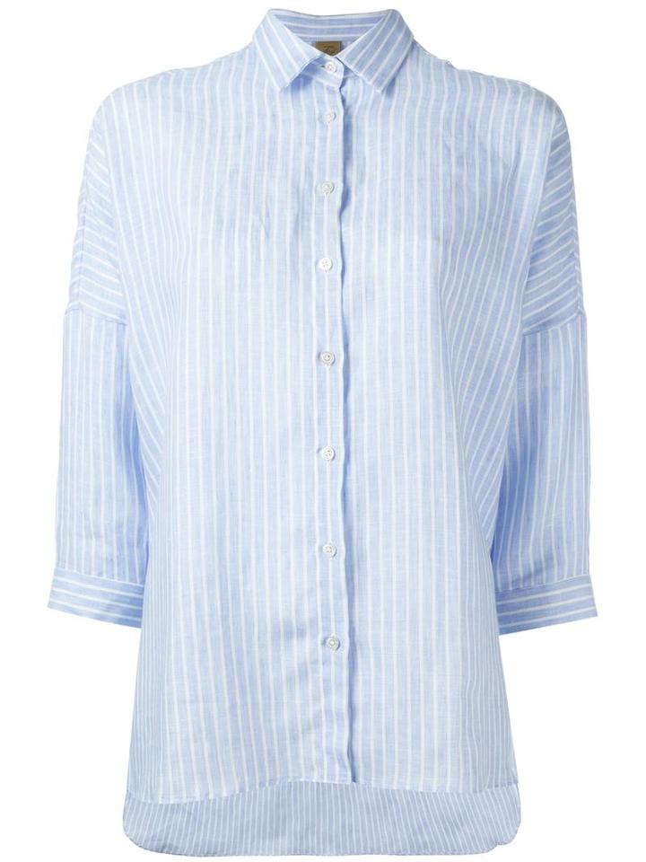 Fay Three-quarter Sleeve Shirt, Women's, Size: Xs, Blue, Linen/flax