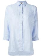 Fay Three-quarter Sleeve Shirt, Women's, Size: Xs, Blue, Linen/flax