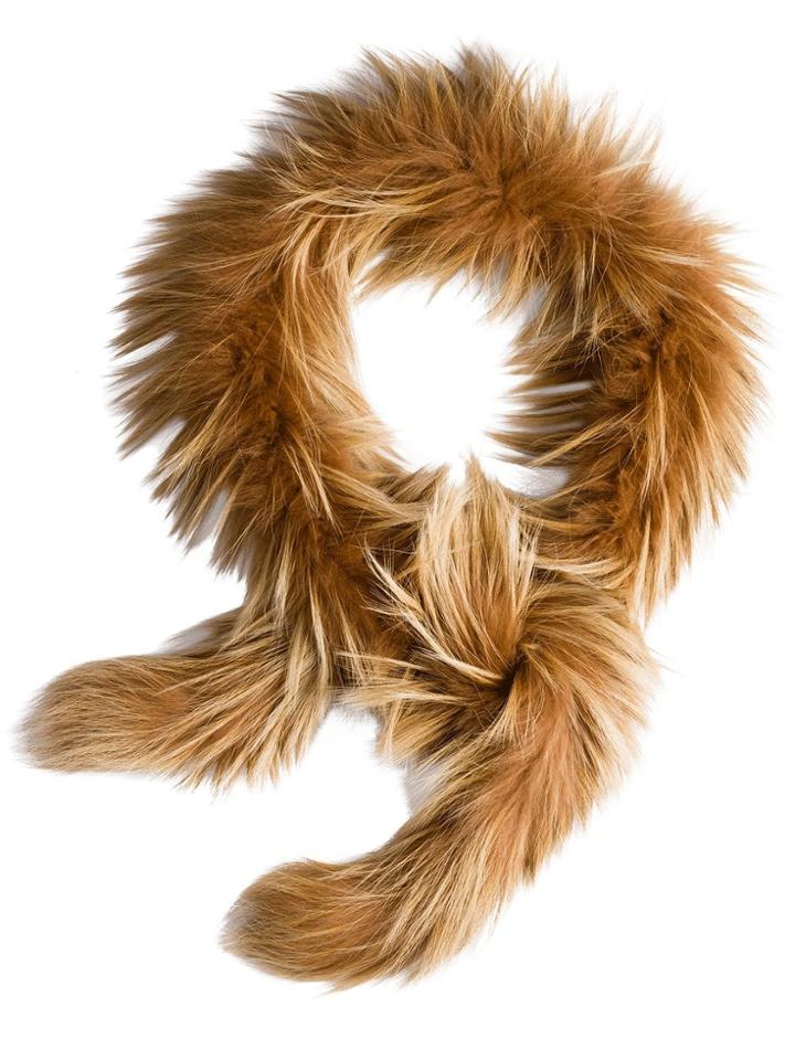 Prada Fox Fur Scarf - Brown