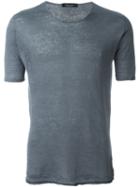 Roberto Collina Lightweight T-shirt, Men's, Size: 46, Grey, Linen/flax