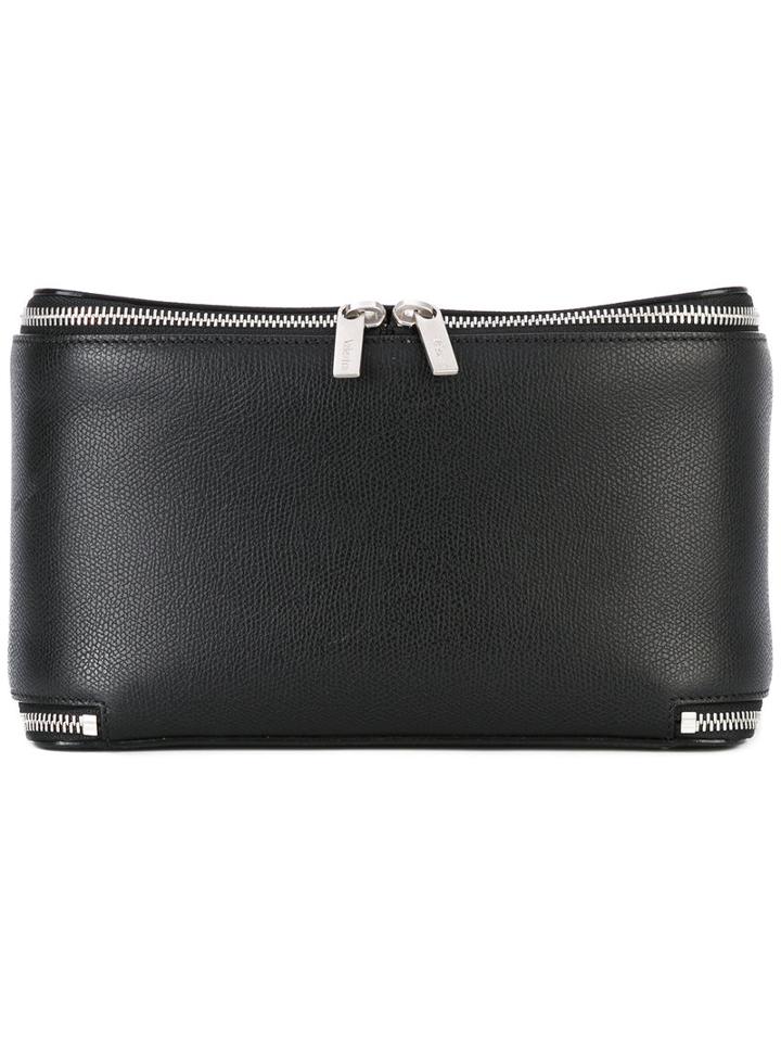 Valextra Foldable Beauty Bag, Adult Unisex, Black, Calf Leather