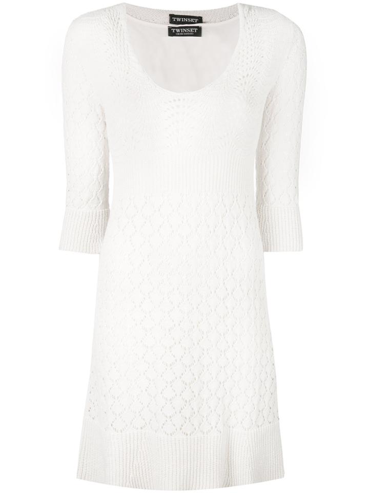 Twin-set Cable Knit Dress - Nude & Neutrals