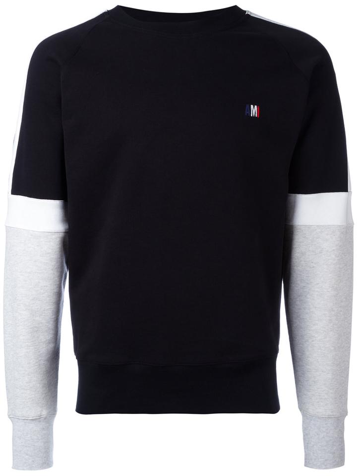 Ami Alexandre Mattiussi - Three Colored Crew Neck Sweatshirt - Men - Cotton - Xl, Black, Cotton