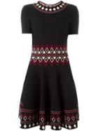 Alexander Mcqueen Patterned A-line Dress, Women's, Size: Xs, Black, Viscose/polyester/polyamide/spandex/elastane